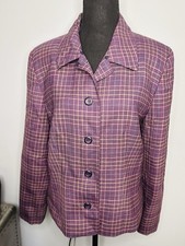 Vintage Pendleton Women s Wool Plaid Blazer Jacket Size 14 Purple Lined