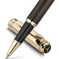 316 Luxury Journaling Pen, Nice Natural Wood for Writing, 24K Gold Accents, S...