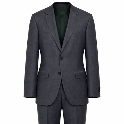 Jos A Bank Mens Traveler Chelsea Suit 44R 36x31 Grey Solid 100% Wool Preppy
