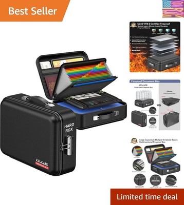 Fireproof Document Box with Lock, Hard Fireproof Waterproof Box Creative Hard...