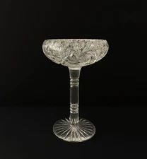 American Brilliant Cut Glass Compote • Tall Pinwheel Pattern c. 1910