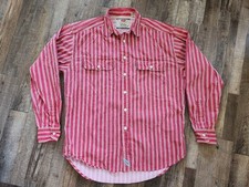 Vintage Levi Strauss Red Striped Button Up Long Sleeve Shirt Men s Size Medium