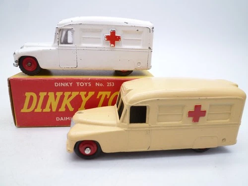 VINTAGE DINKY TOYS 253 DAIMLER AMBULANCE PAIR / ONE ORIGINAL BOX 1954-64