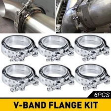 6pcs 3" Inch V-Band Flange&Clamp Kit Male/Female With Ridge Exhaust Stainless US