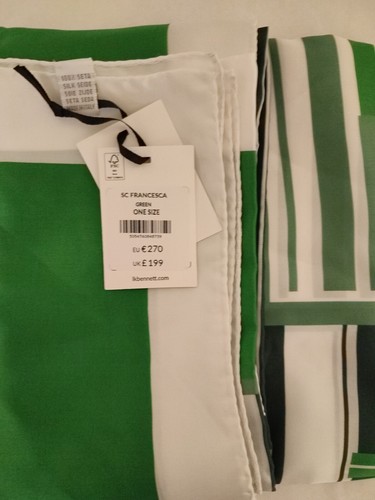 L.K. Bennett 100%silk Francesca Green Geometric Print Scarf/kaftan132x128cm £199 - Picture 6 of 9