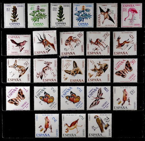 SPANISH SAHARA, SPAIN: 1967 - 70 STAMPS UNUSED SETS SOUND