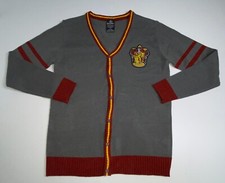 Harry Potter Sweater Adult SMALL Gryffindor Cardigan Gray Wizarding World V-Neck