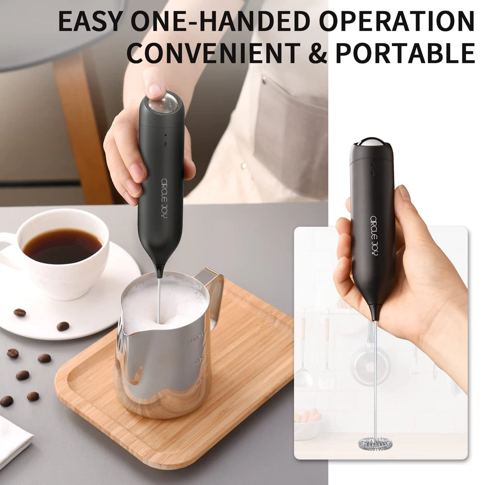 Milk Frother Handheld Frother for Coffee Drink Mixer Rechargeable USB-C Elect...