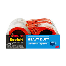 Heavy Duty Shipping Packing Tape,4 Tape Rolls w/ 4 Dispensers-Clear 1.88"x54.6yd