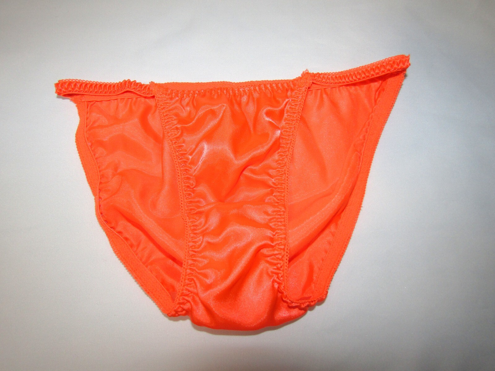 Joe Boxer Satin Side String Bikini Orange Panty Sz 5 Gem
