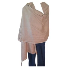 Cashmere|Shaw/Throw|HandLoomed|Nepal|"Natural"|2 Color Mix| Sand & Ivory