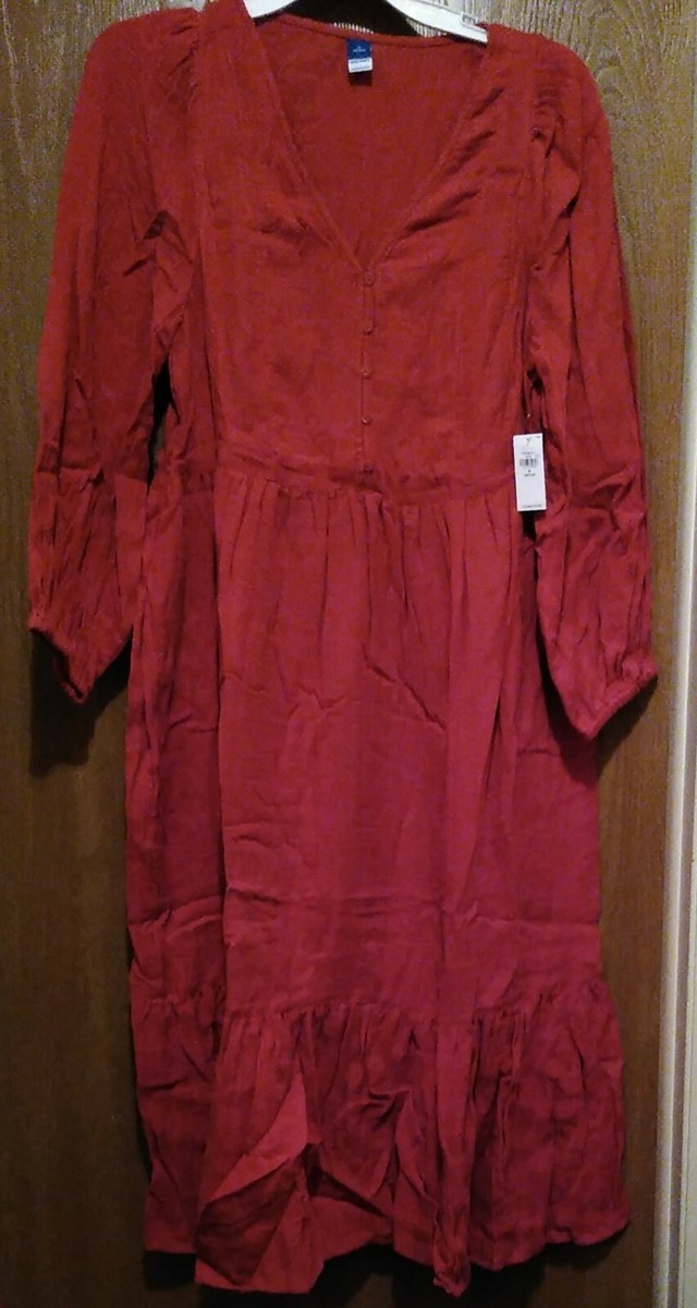 Old Navy Dress Rust Dress Summer Sienna Long Sleeves Size M Petite New With  Tags