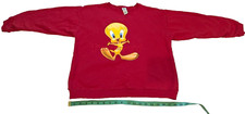 Vintage Warner Bros Kids Tweety Bird Looney Tunes Sweater Red Made In USA