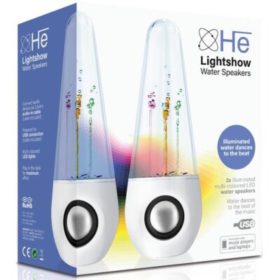 Computer Speakers White Water Speakers Bluetooth 2in1 Round LED