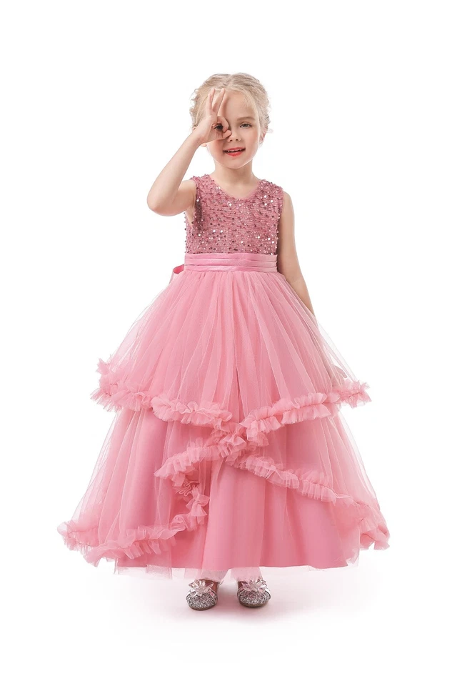 ELSA & ANNA® Girl Formal Ball Gown Wedding Bridesmaid Prom Party Dress XA2022-2 - Image 2 of 4