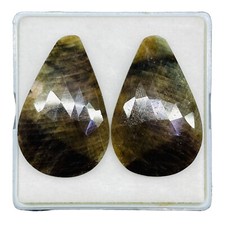 2 Pcs Natural Sapphire Pair 35x22mm Fancy Checker Cut Loose Gemstones 69.45 Cts