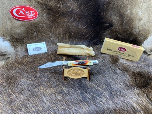 1996 Case R5208 SS Half Whittler Knife With Red Stag Handles Mint In Box P413 - Picture 8 of 24