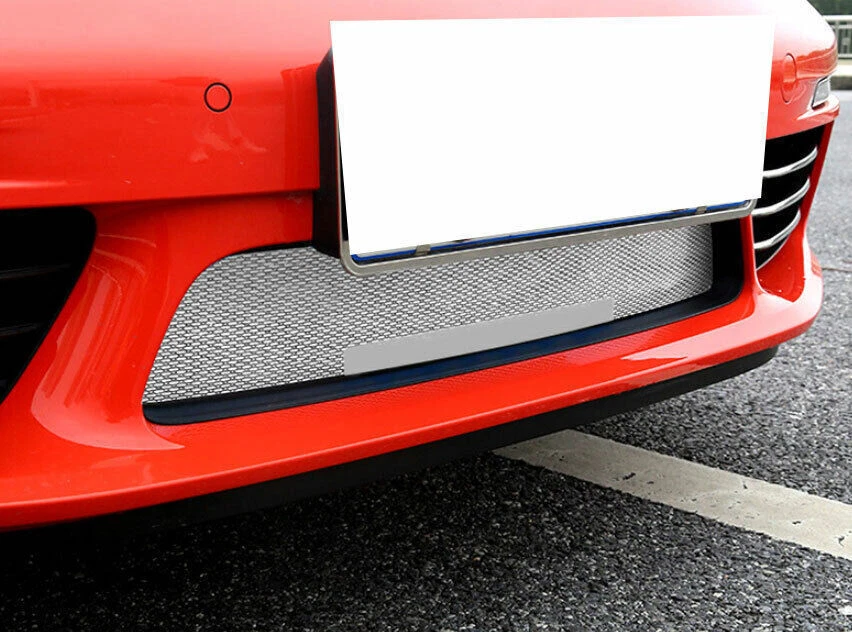 Parachoques delantero de acero plateado para Porsche 718 2016 2017-2021 capó central rejilla malla Foto 3 de 4