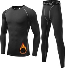 Mens Thermals Top and Bottoms Winter Warm Fleece Lined Underwear Sets Quick Dry
