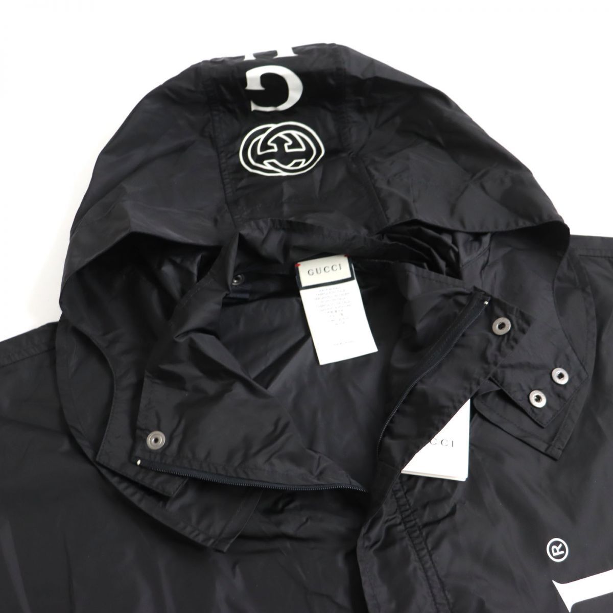 Gucci Interlocking G Logo Nylon Raincoat Black Size M Men's Gucci Interlocking G Logo Nylon Raincoat Black Size M Men's