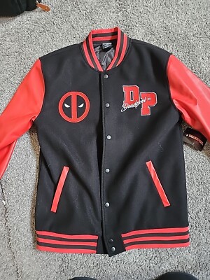 デッドプール スタジャン dead pool varsity jacket 赤黒 Deadpool Varsity Jacket - Wade Wilson Varsity Jacket