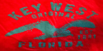 #ad Gildan Red Graphic Print T Shirt M Kew West Florida Gull bird SS crew $7.49