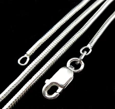 1.5MM Solid 925 Sterling Silver Italian ROUND SNAKE Chain Necklace Made In Italy