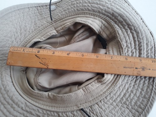 Mission Safari Bucket Hat 3 Inch Brim Khaki Neck Strap Summer Cooling - Picture 8 of 9