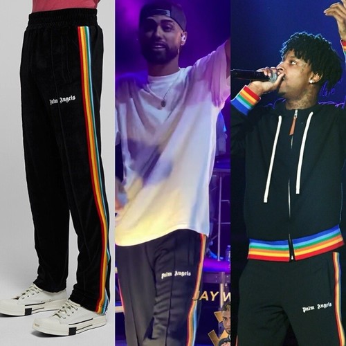 White Rainbow Chenille Track Pants Size 