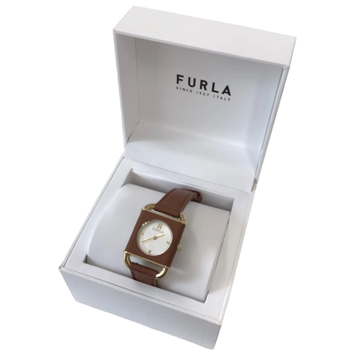 FURLA ARCO SQUARE Square case Watch Used Brown White Gold Excellent Condition