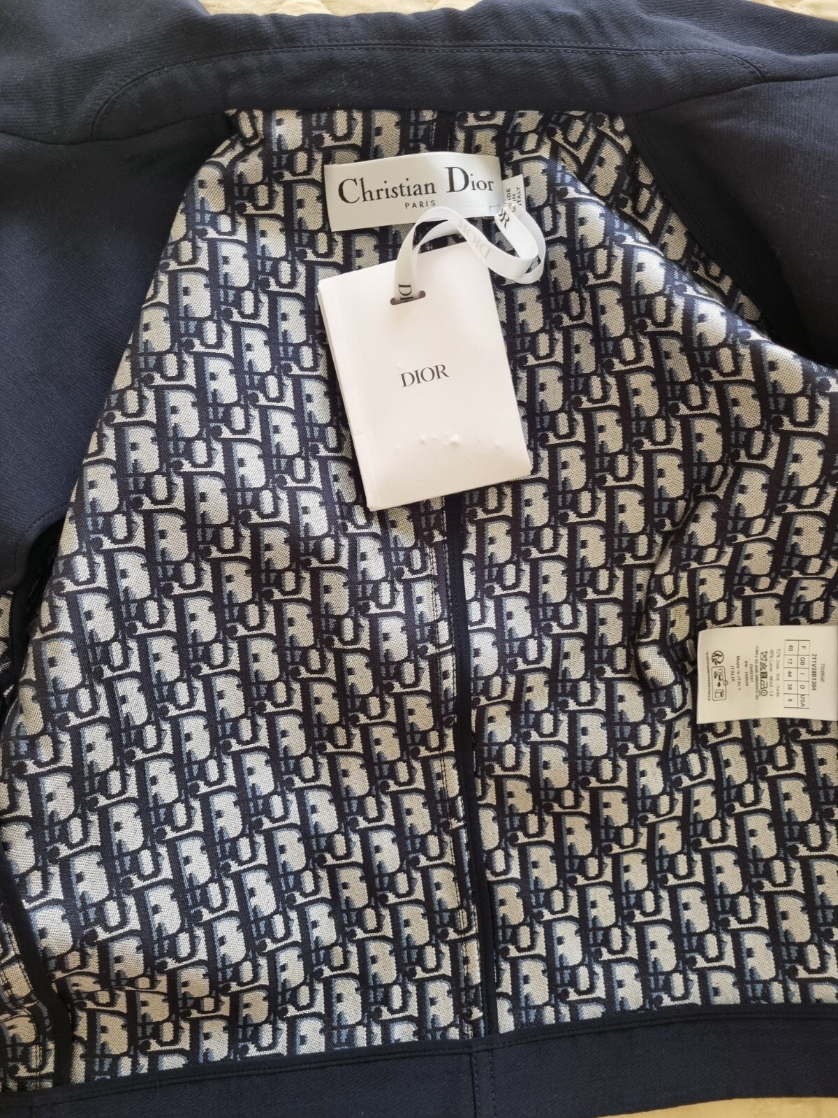 BNWT € 3700 Auth CHRISTIAN DIOR Cropped Jacket Blazer 44 IT 8 US Wool & Silk image 6