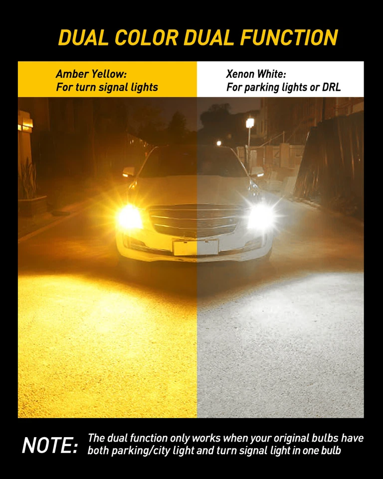 AUXITO Switchback LED Front Turn Signal Light Bulb 3157 Amber/White Super Bright - Image 3 of 4