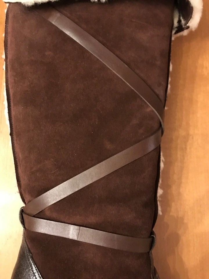 Banana Republic Botas de Tacón Alto Marrón Cuero/Gamuza OTK Cizalla Wms 8.5 M Foto 3 de 4