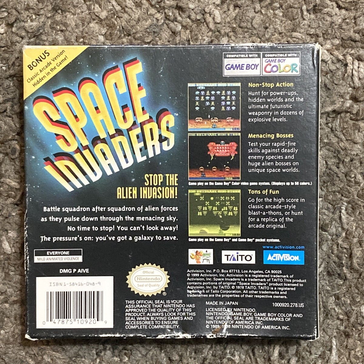 Space Invaders (Nintendo Game Boy Color, 1999) for sale