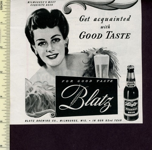 Revista Life 1940 CERVEZA BLATZ NEGRA 7 BLANCO IMPRESIÓN DE ANUNCIOS CON MUJER BONITA - Imagen 2 de 2