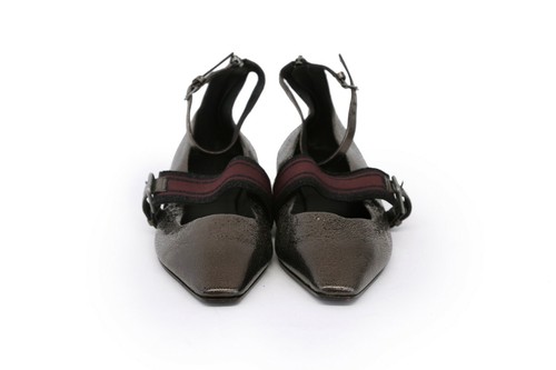 NWOB $1395 Brunello Cucinelli Metallic Hammered Leather Ankle Strap Flats A191 - Picture 6 of 8