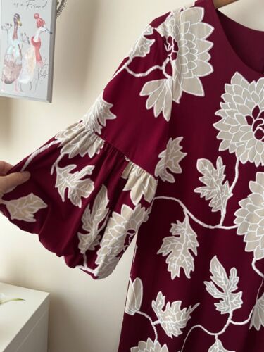 Dress Size 16 Ronni Nicole New Burgundy Floral 3/4 Sleeve Fit Flare Stretch Part - Picture 11 of 16