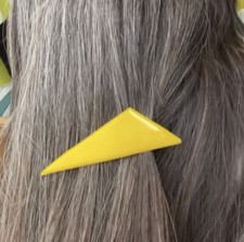 Vintage 80s Yellow Plastic Geometric Triangle Barrette Hair Clip Made in France