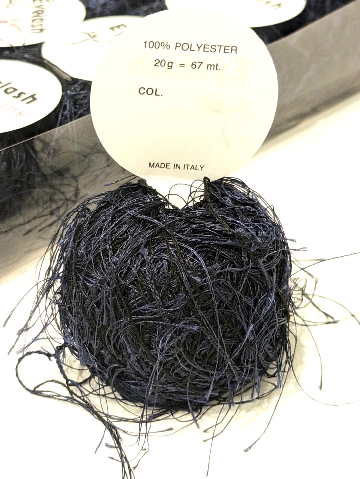 10 Lashy Balls Factory Packed EYELASH TrendSetter Yarns ITALY #70 Midnight Blue - Image 2 of 4