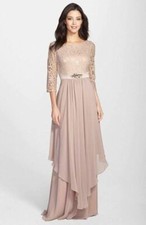 Eliza J Embellished Lace & Chiffon Gown Sz 16 Dusty Rose