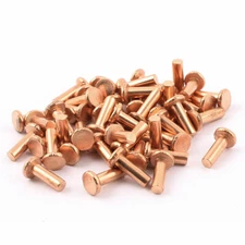 50 Pcs 5/32" Diameter 15/32" Long Shank Flat Head Copper Solid Rivets Fasteners