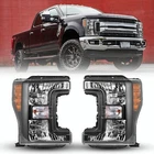 Pair Black Headlights For 2017-2019 Ford F-250 F-350 F-450 F550 Super Duty Lamps