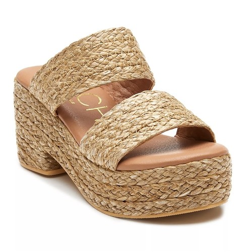 BEACH by Matisse Womens Ocean Ave Platform Sandal Block Slip On Heels, Cognac 8
