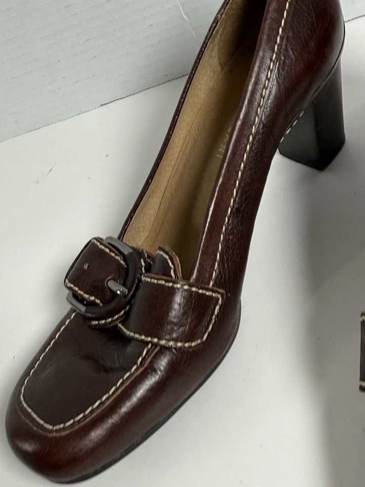 Mocasín de Tacón Antonio Melano Mujer Talla 8 Cuero Marrón Bloque Academia Foto 4 de 4