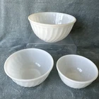Fire King White Milk Glass Swirl 6" 7" 8" Nesting Mixing Bowls Set/3 Vintage