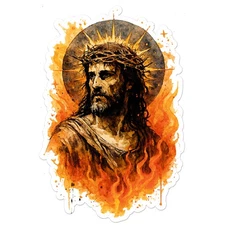 Fiery Jesus - Vinyl Decal Sticker - Car Window Laptop - ebn20011