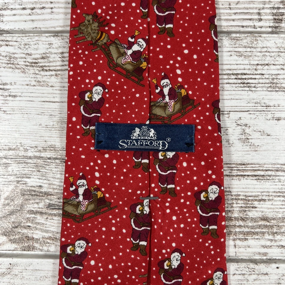Галстук мужской Stafford (100% шелк) сделано в США (L-56 дюймов/W-4 дюйма) Santa Claus Christmas - Изображение 2 из 4