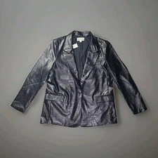 Womens Black Poly Gator Print Leather Jacket Blazer Size XXL NWT