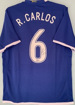 Roberto Carlos Signed Autographed Brazil 2006 Away Jersey Blue