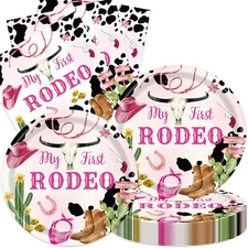 40pcs My First Rodeo Decorations Western Cowgirl Party Dessert Plates and Nap...